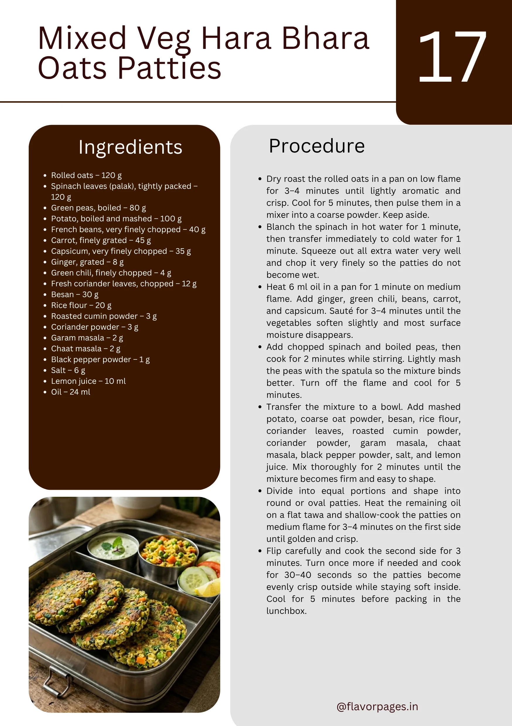 Sample page from 51 Healthy & Nutritious Indian Lunchbox Recipes